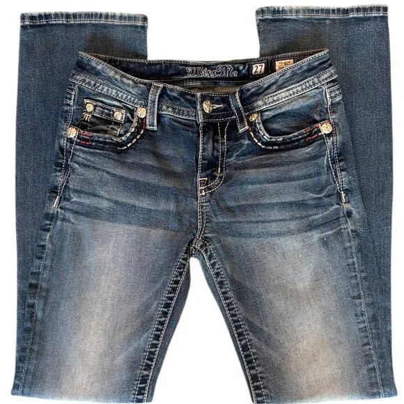 Miss Me Blue Boot Cut Jeans with Star Design - Picture 2 of 15